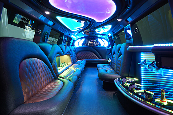 Limo interior with leather seating