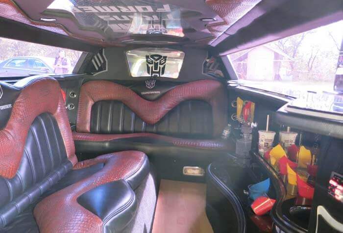 Yellow Camaro Limousine interior