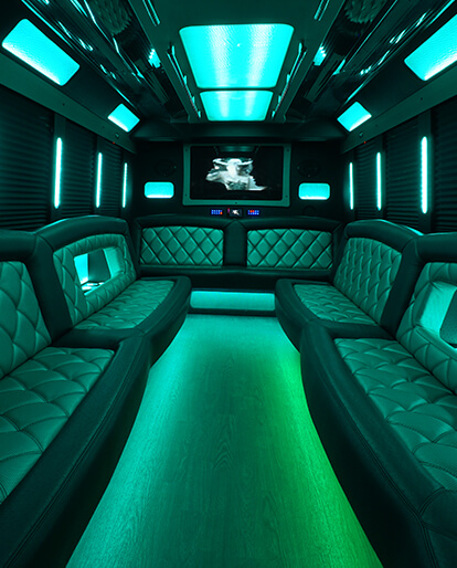 Luxurious Dallas limo bus interior